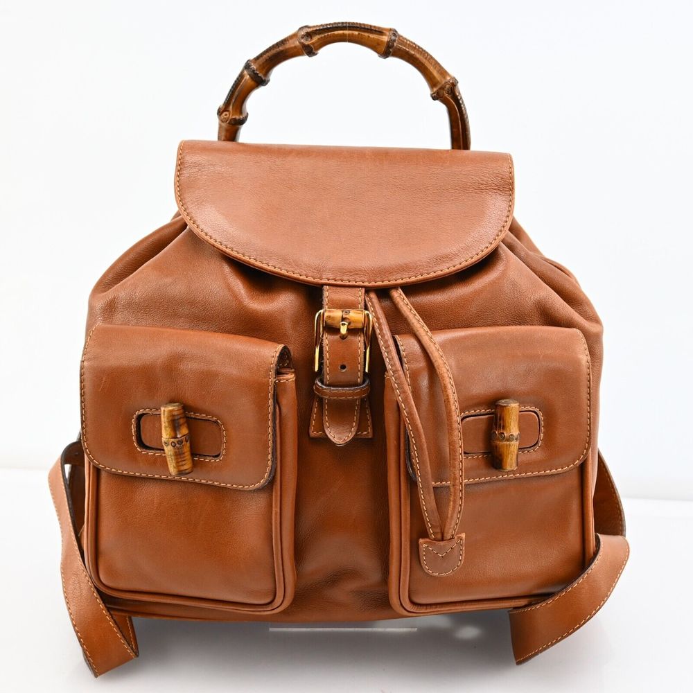Auth Gucci Bamboo Backpack Leather #48297G28B
